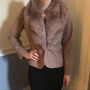 Vintage Leather jacket /Blazer with fur collar